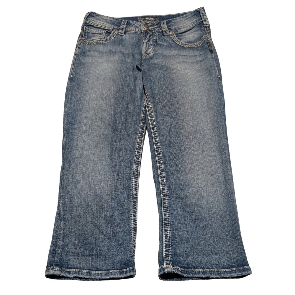 Silver Jeans Co Capri Women 27 Blue Suki Surplus Mid Rise Flap‎ Pocket  Y2K